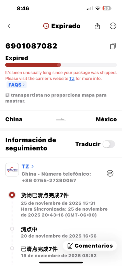 Schermata del tracciamento di un ordine inclusa nella recensione